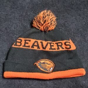 Oregon Beavers Orange and Black Beanie Pom Pom  Hat